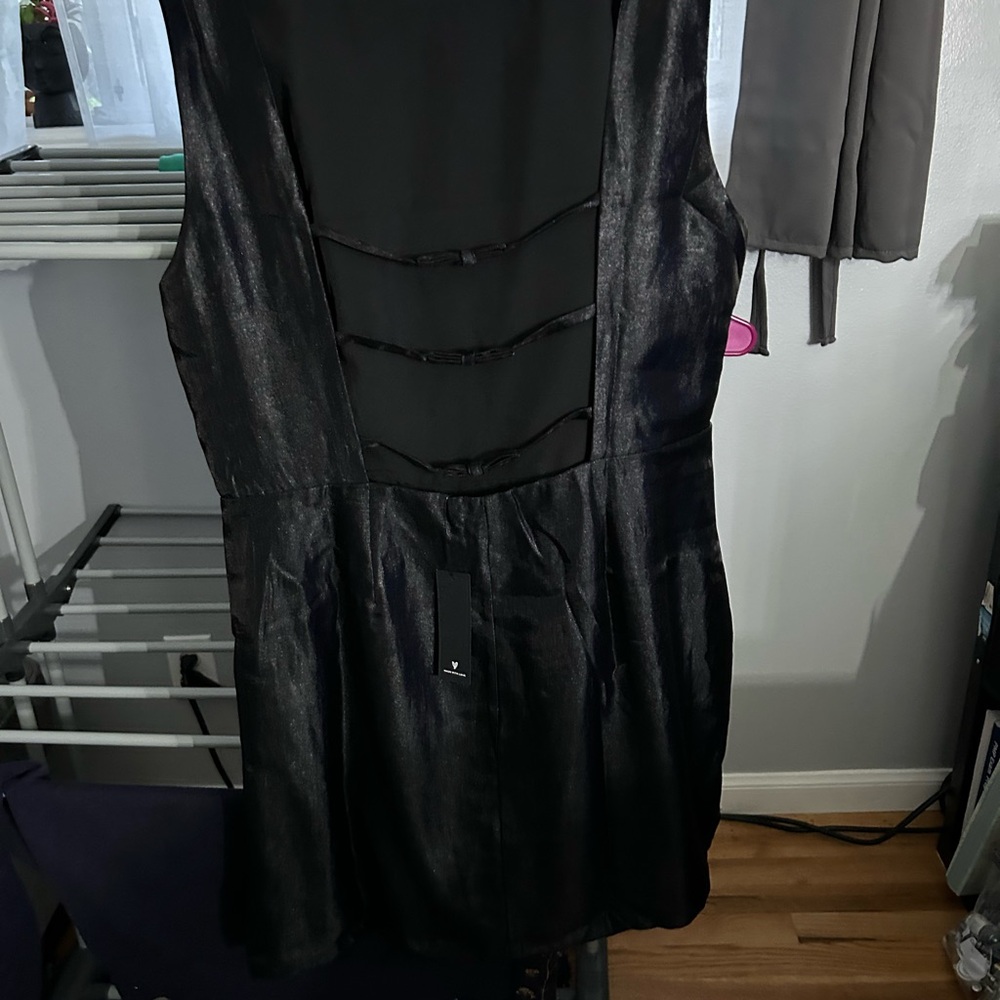 Lulu's Shimmering Black Backless Dress